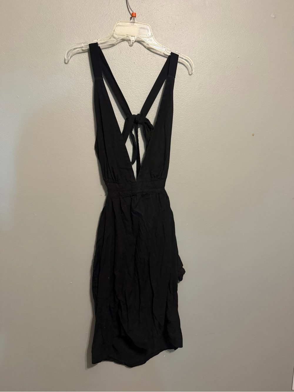 Anthropologie Black Backless V-Neck Tie-Back Dress